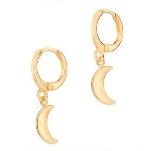Free People Gold Crescent Moon Huggie Hoop Earrings